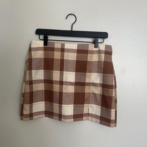 Abound Brown Plaid Mini Skirt Size Medium